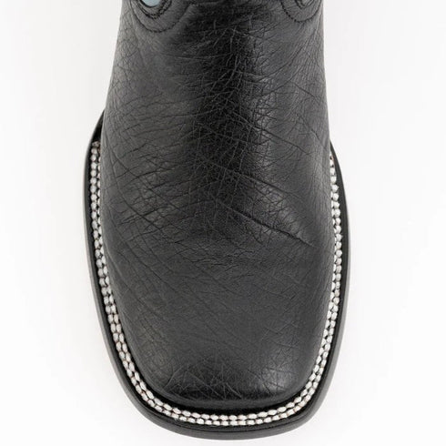 Ferinni Boot - Mens Dress Cowboy Boot - Ferrini Men's Morgan Smooth Ostrich Square Toe Boots Handcrafted - Black