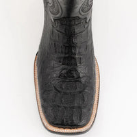 Ferinni Boot - Mens Dress Cowboy Boot - Ferrini Men's Dakota Hornback Caiman Western Boots - Square Toe Handcrafted Black in Black