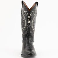 Ferinni Boot - Mens Dress Cowboy Boot - Ferrini Men's Taylor Lizard Round Toe Handcrafted - Black in Black