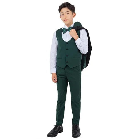New Stacy Adams Boys Black Tuxedo Set, 5-Piece Black Shawl Collar