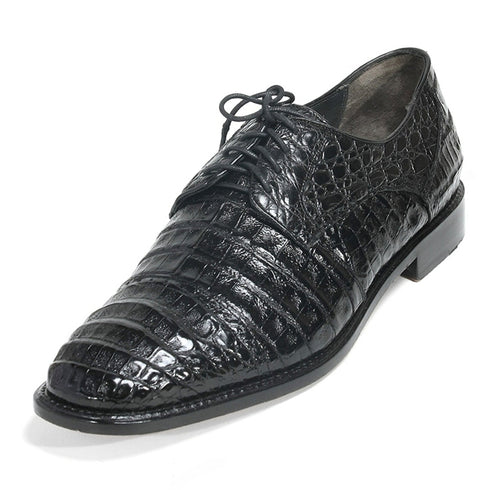 Los Altos Oxford Black Genuine Caiman Crocodile Shoes