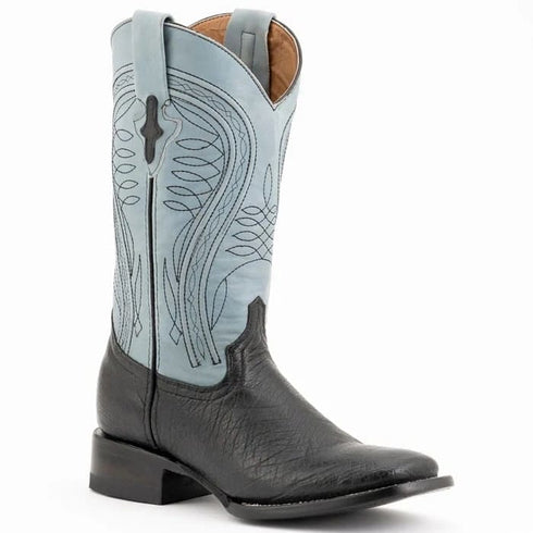 Ferinni Boot - Mens Dress Cowboy Boot - Ferrini Men's Morgan Smooth Ostrich Square Toe Boots Handcrafted - Black