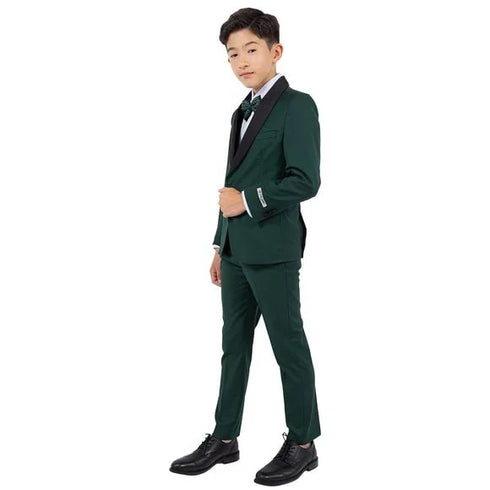 New Stacy Adams Boys Black Tuxedo Set, 5-Piece Black Shawl Collar