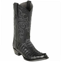 Los Altos Boots - Mens Dress Cowboy Boot - Low Priced Black Caiman Tail Snip Toe Cowboy Boot- in Black