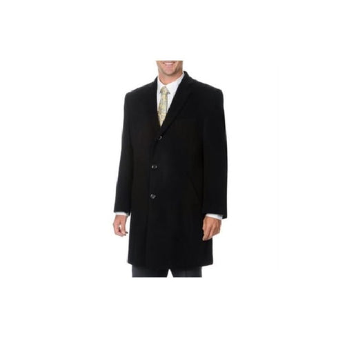 Black Cashmere Blend Pronto Moda 3 Button 'Ram' - Cashmere Topcoat - Mens Cashmere Overcoat - Cashmere Coat