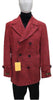 Mens Plaid Peacoat - Plaid Pattern Red Coat
