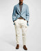 Mens Carcoat - Light Blue Three Quarter Peak Lapel Topcoat