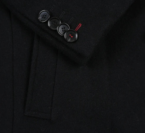 Black Fall/Winter Essential Slim Fit Overcoat Wool Blend