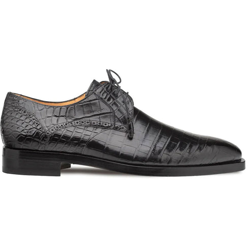 Men's Genuine Alligator Black Derby Lace-Up Shoes By Mezlan Made In Spain Brand