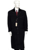 Men’s Black Chesterfield Overcoat, Full Length Wool and Cashmere Dress Coat