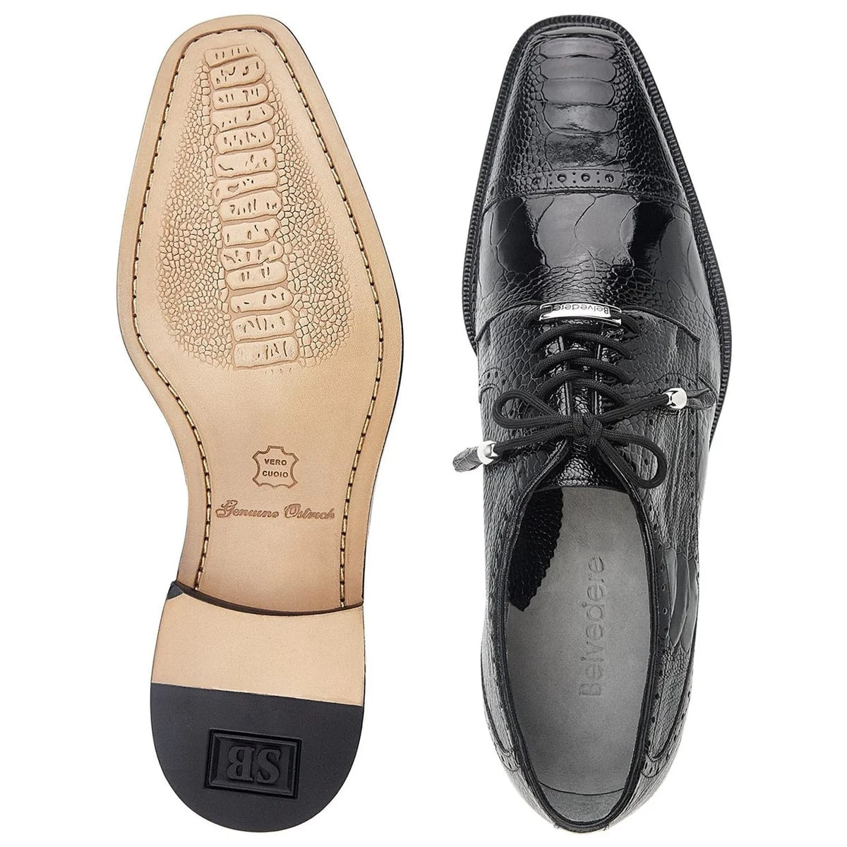 Belvedere Batta: Pink & White Genuine Ostrich Leather Shoe