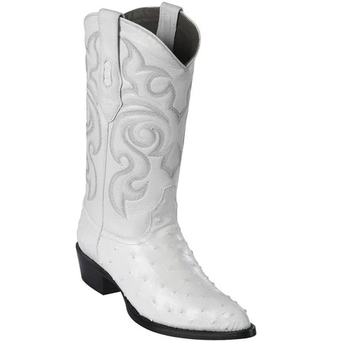 J Toe Cowboy Boots - J Toe Western Boots - Los Altos Boots - Mens Dress Cowboy Boot - Low Priced White Ostrich Cowboy Boots- in White