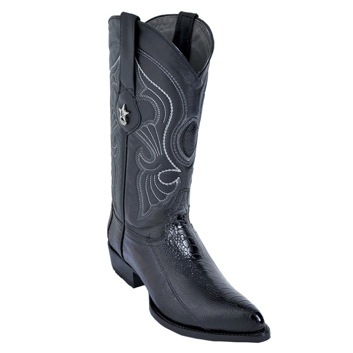 Los Altos Men's Black Caiman And Ostrich Skin Boots