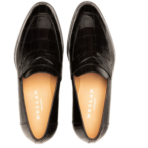 Piccolo Alligator Penny Loafer Blue By Mezlan Made In Spain Brand