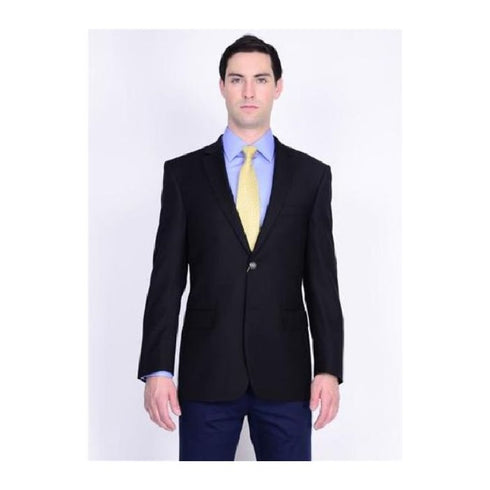 Black Solid Two Button Wool Blazer buttons Sport coat