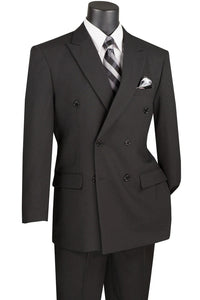 Mens Black Double Breasted Suit - Mens Classic Double Breasted Poplin Suit in Black