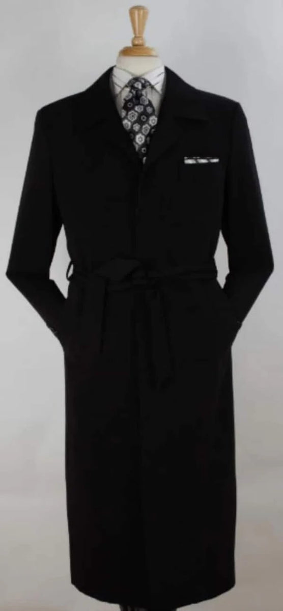 Mens Full Length Black Top Coat – OvercoatUSA