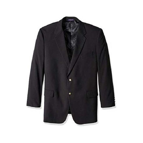Black Two Button Single Breasted Portly Classic Blazer
