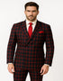 1920s Gangster Suit - Red Plaid Double Breasted Blazer With Matching Pants