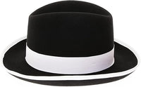 Gangster 100% Australian Wool Crushable Mens Fedora Hat - Removable Feather Gangster Black/White Mens Fedora Hat