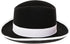 Gangster 100% Australian Wool Crushable Mens Fedora Hat - Removable Feather Gangster Black/White Mens Fedora Hat