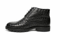 Los Altos Black All-Over Crocodile Belly Lace Up Ankle Boots
