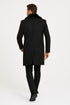 Mens Black Wool Overcoat with Black Faux Fur Collar – Luxury Winter Dress Coat