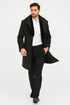 Mens Black Wool Overcoat with Black Faux Fur Collar – Luxury Winter Dress Coat