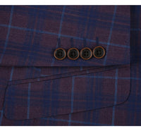 Mens Slim Fit Two Button Sport Coat Purple and Blue Blazer