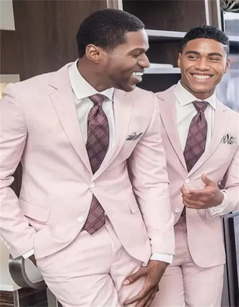 Nathaniel Stylish Blushing Pink Slim Fit Groomsmen Suits