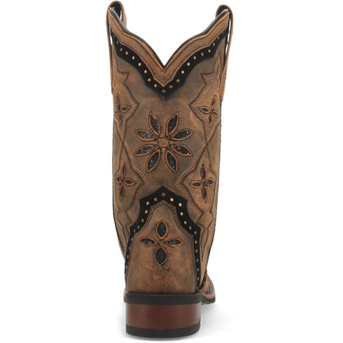 Laredo Bouquet Honey Leather Square Toe Women Boots