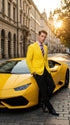 Men’s Bright Yellow Blazer – Classic Two Button Formal Sport Coat for Wedding, Party and Statement Wear