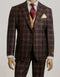 Mens Brown Suit - Designer Brand Suit No Pleated Pants Modern Fit