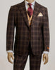 Mens Brown Suit - Designer Brand Suit No Pleated Pants Modern Fit
