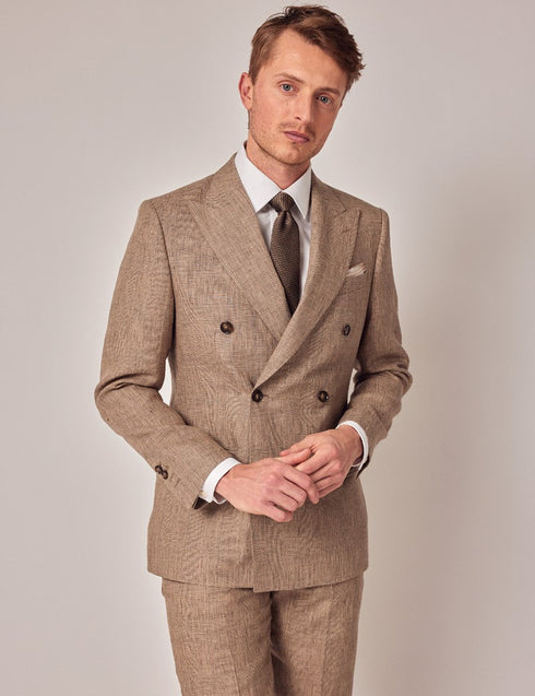 Mens Linen Suit For Beach Wedding - Summer Suit in Brown