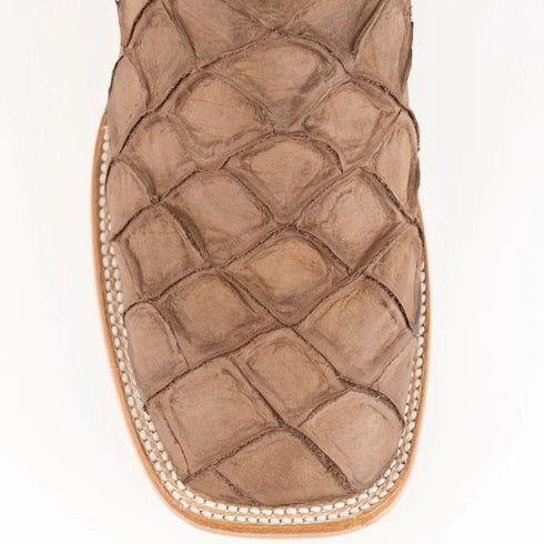 Ferinni Boot - Mens Dress Cowboy Boot - Ferrini Bronco Men's Print Pirarucu Fish Boots Handcrafted Brown in Brown Color