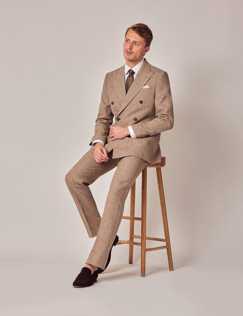 Mens Linen Suit For Beach Wedding - Summer Suit in Brown