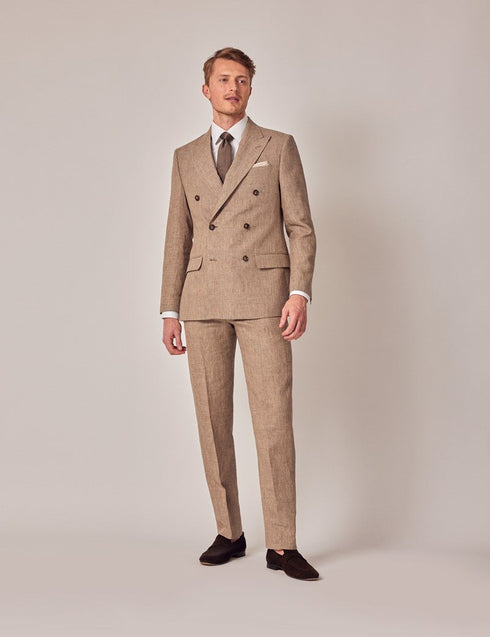 Mens Linen Suit For Beach Wedding - Summer Suit in Brown