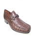 Los Altos Men's Brown Ostrich Quill Buckled Dress Loafers