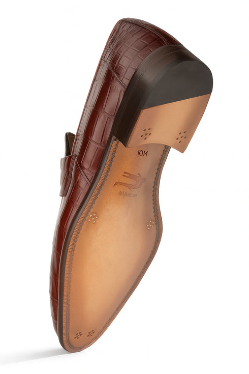 Piccolo Alligator Penny Loafer Blue By Mezlan Made In Spain Brand