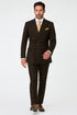 Men's Brown Plaid Double-Breasted Wool Suits – Classic Windowpane Two-Piece Formal Suits By Rossiman