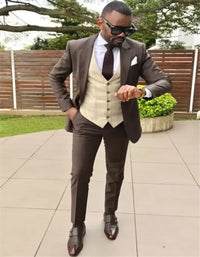 Bespoke Formal Business Men Suits Slim Fit Groomsmen Best Man Prom Suits