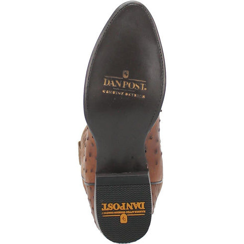 Dan Post Men’s Saddle Brown and Chocolate Tempe Full Quill Ostrich 12” Round Toe Leather Boot
