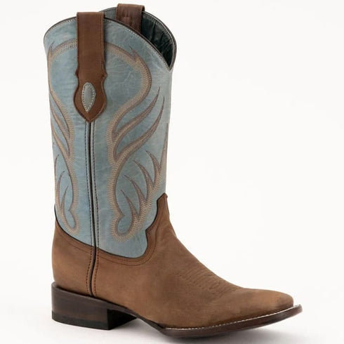Ferinni Boot - Mens Dress Cowboy Boot - Ferrini Men's Hunter Square Toe Boots Handcrafted - Brown