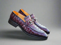 Carrucci Buckle Loafer w Gator Embossed Leather