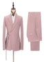 Chic Pink Men's Casual Suit for Prom Buckle Button Formal Groomsmen Suit for Wedding