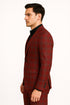 Mens Burgundy Plaid Three-Piece Suit – Ultra Slim Fit Checkered Windowpane Redish 544-10