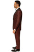 Mens Burgundy Shiny Stripe Tuxedo Jacket – Slim Fit Satin Lapel Dinner Blazer for Formal Events