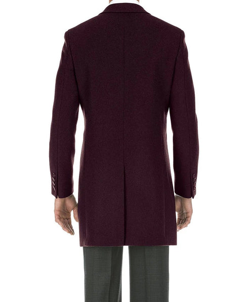 Burgundy Fall/Winter Essential Slim Fit Overcoat Wool Blend