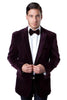 Mens two button classic velvet burgundy blazer